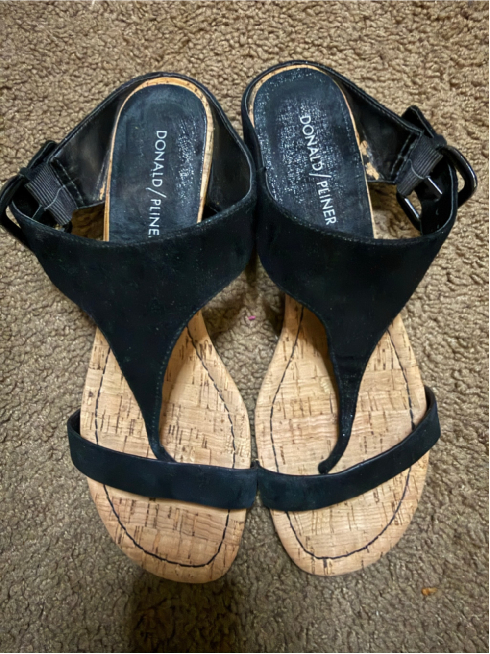 Women's Donald Pliner Black Cork Sandals Size 8